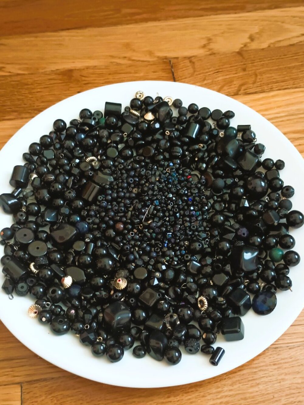 DIY Assorted Black Bulk Beads Acrylic & Glass Different Sizes & Shapes